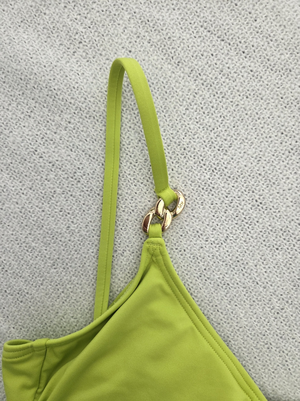 MICHAEL Michael Kors Lime Green One-Piece Swimsuit with Gold Chain Details - Picture 2 of 6